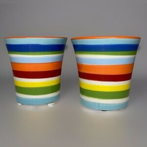 Yankee Candle votive holders vibrant, multi-color horizontal stripe pattern 2